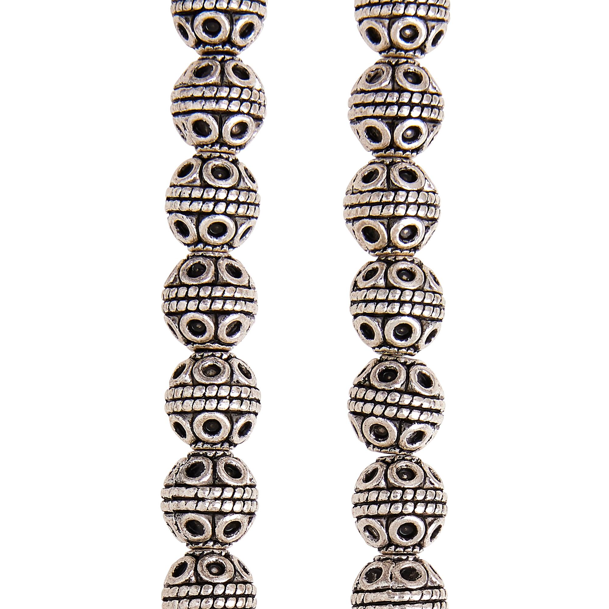 Silver Plated Carved Round Beads, 8mm by Bead Landing™